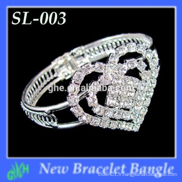 Yiwu Wholesale New Fashion Bangle, strass Mini bracelet en forme de coeur